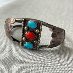 Vintage turquoise & sterling cuff bracelet